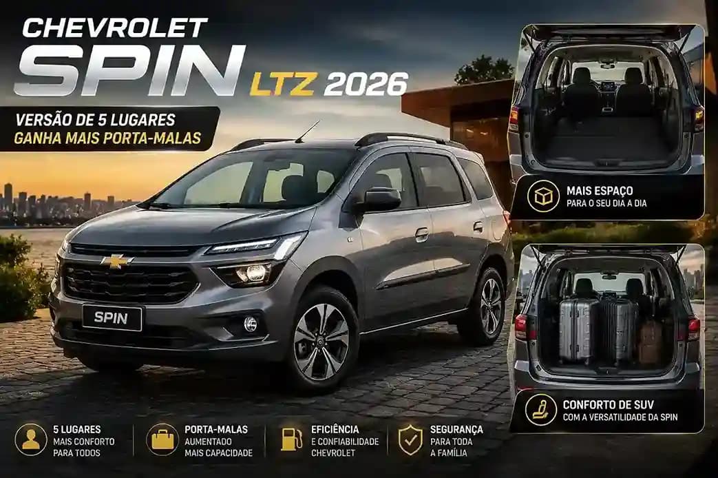 Chevrolet Spin LTZ 2026: versão de 5 lugares ganha mais porta-malas