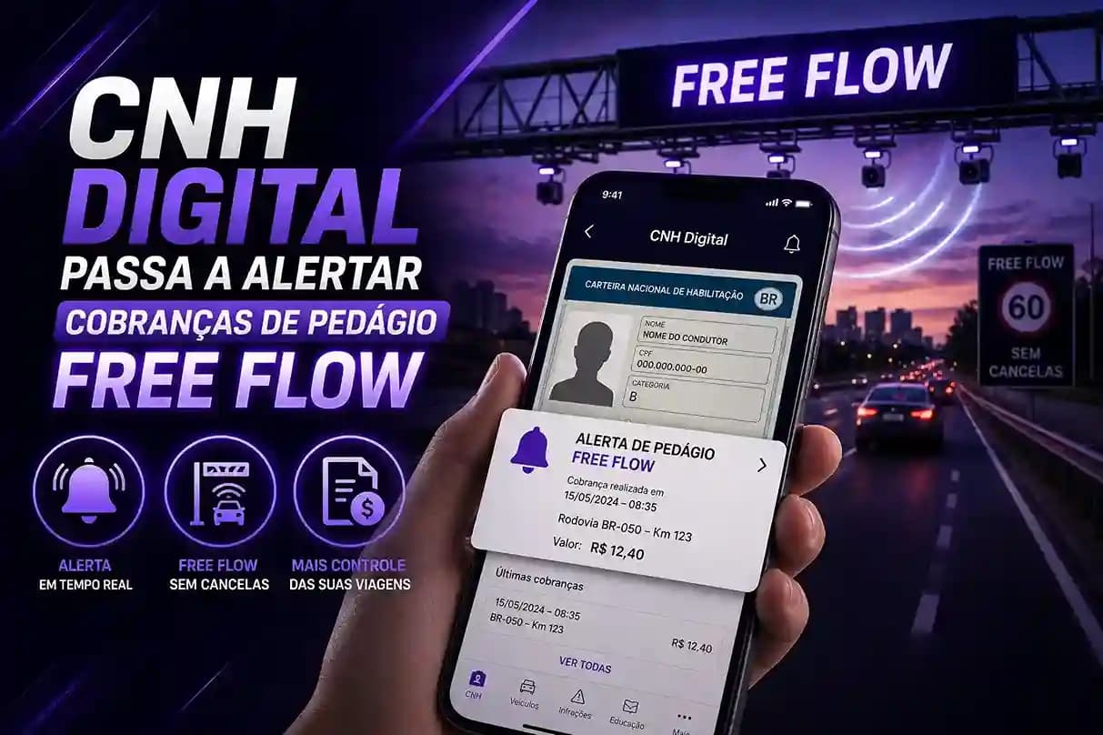 CNH Digital passa a alertar cobranças de pedágio Free Flow