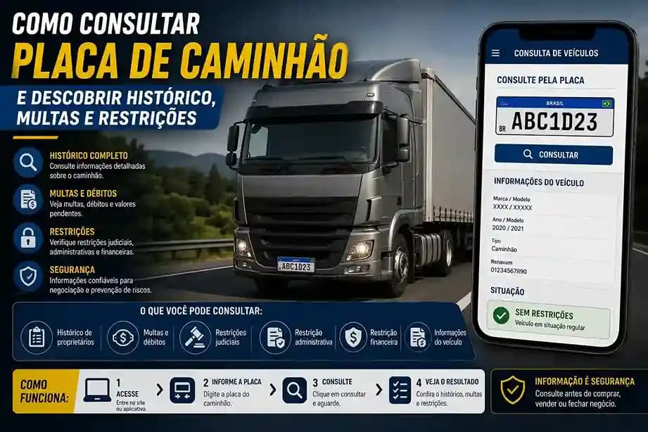 Como consultar placa de caminhão e histórico completo em 2026 Brasil