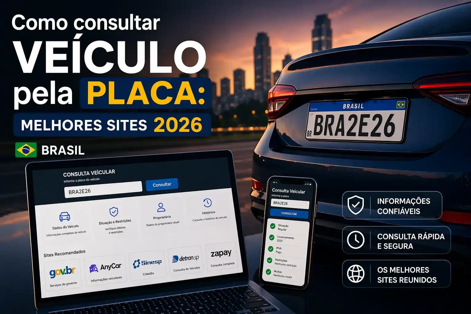 Como consultar veículo pela placa: melhores sites 2026 Brasil