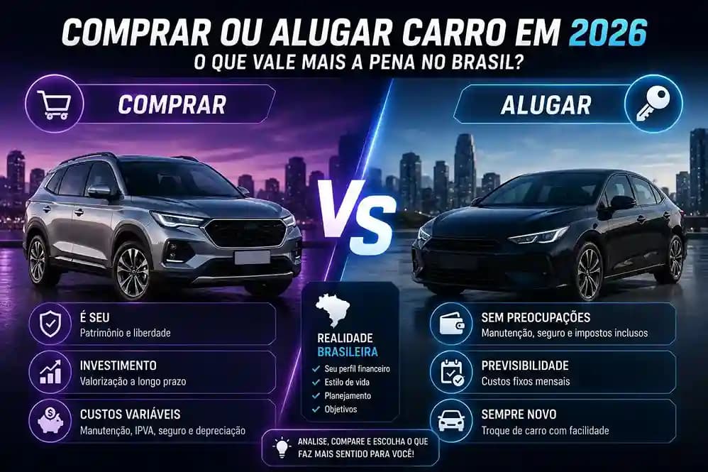 Comprar ou alugar carro em 2026: o que vale mais a pena no Brasil