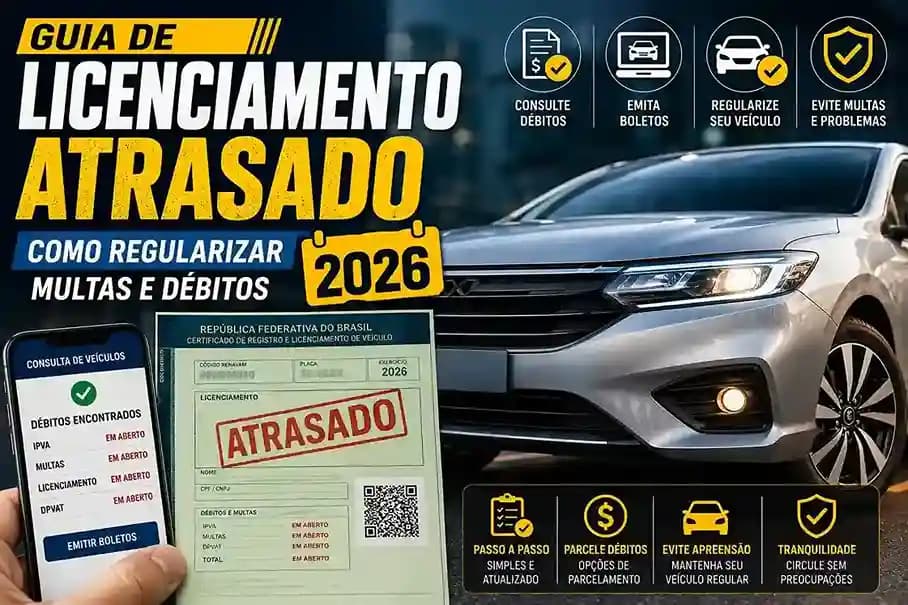 Guia de licenciamento atrasado: como regularizar multas e débitos 2026