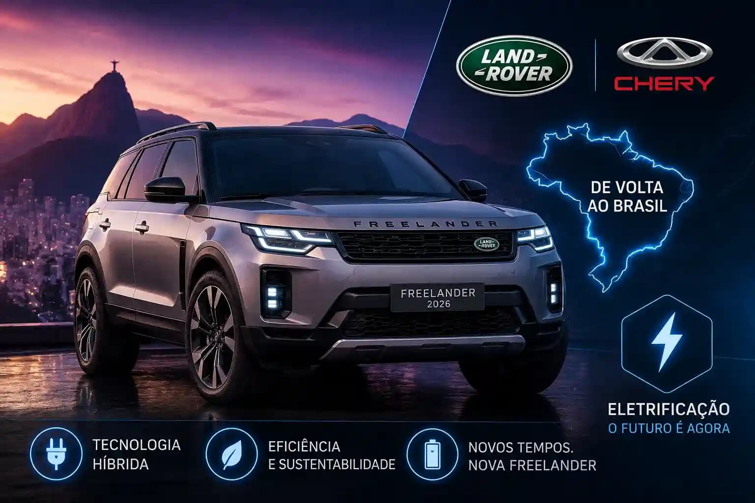Land Rover Freelander 2026 Brasil: retorno com Chery e eletrificação