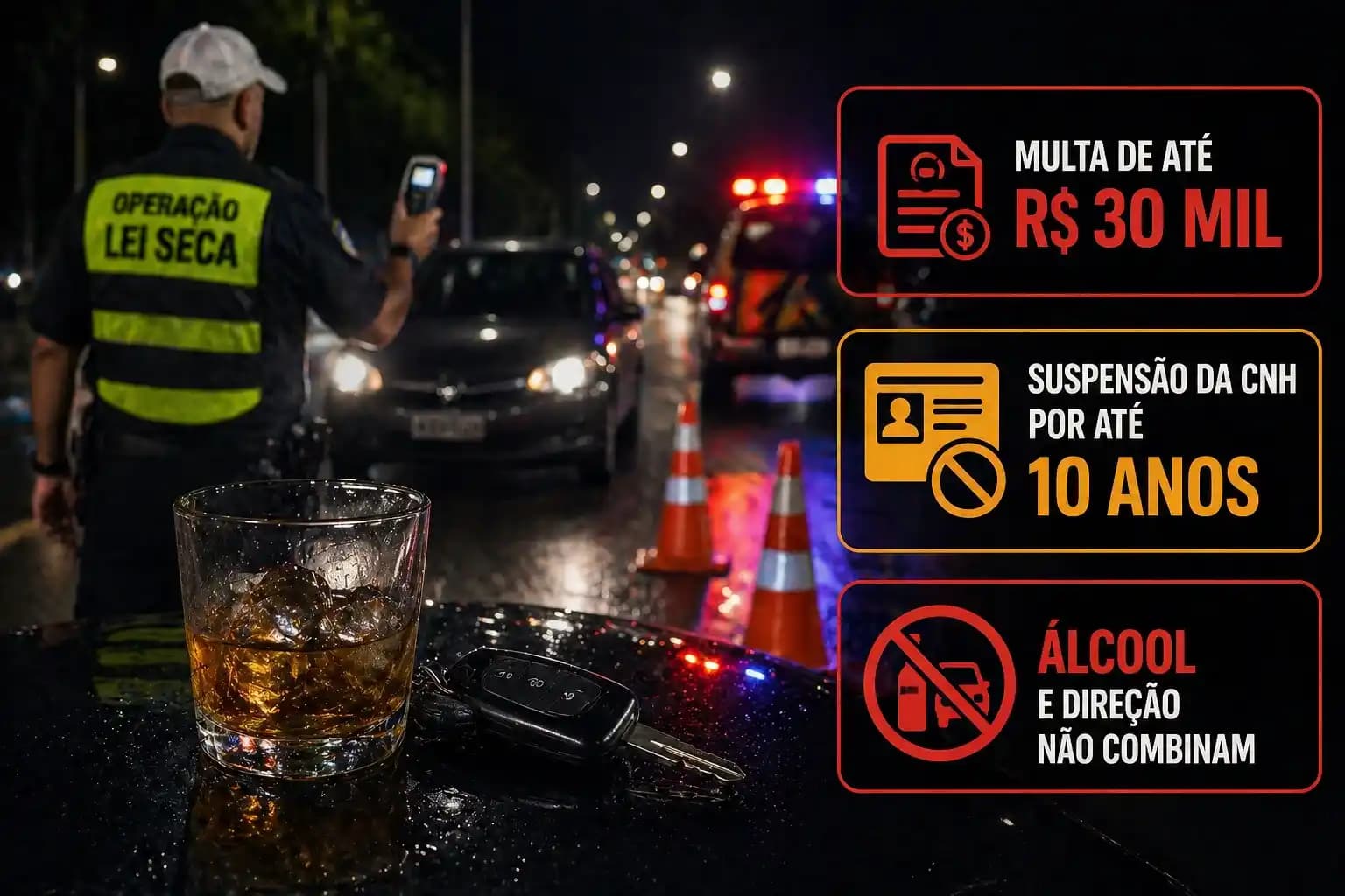Lei Seca 2026: multas de até R$ 30 mil e suspensão da CNH no Brasil