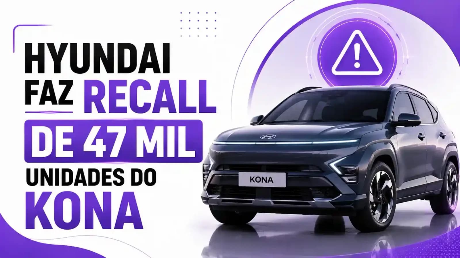Hyundai Faz Recall de 47 Mil Unidades Kona nos EUA por Falha no Cinto de Segurança