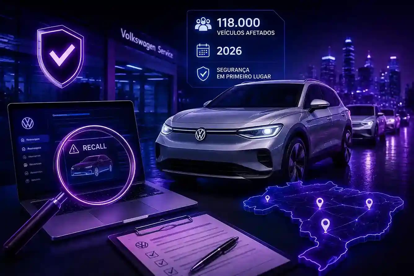 Como saber recall Volkswagen 2026: 118 mil veículos afetados Brasil