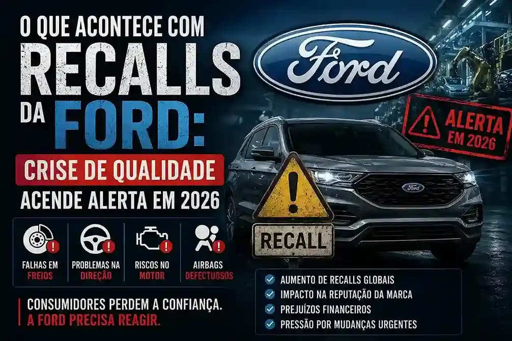 O que acontece com recalls da Ford: crise de qualidade acende alerta em 2026