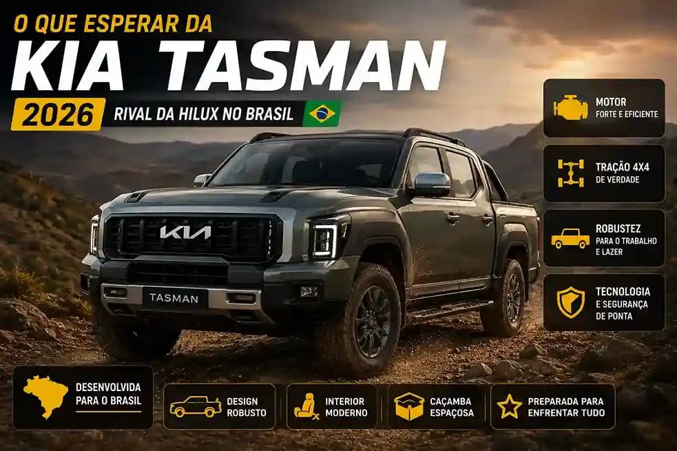 O que esperar da Kia Tasman 2026: rival da Hilux no Brasil